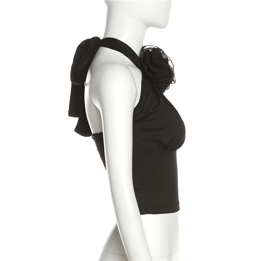 Áo Hai Dây Hở Lưng In Họa Tiết Hoa Hồng 3D Phong Cách Vintage Quyến Rũ Dành Cho Nữ