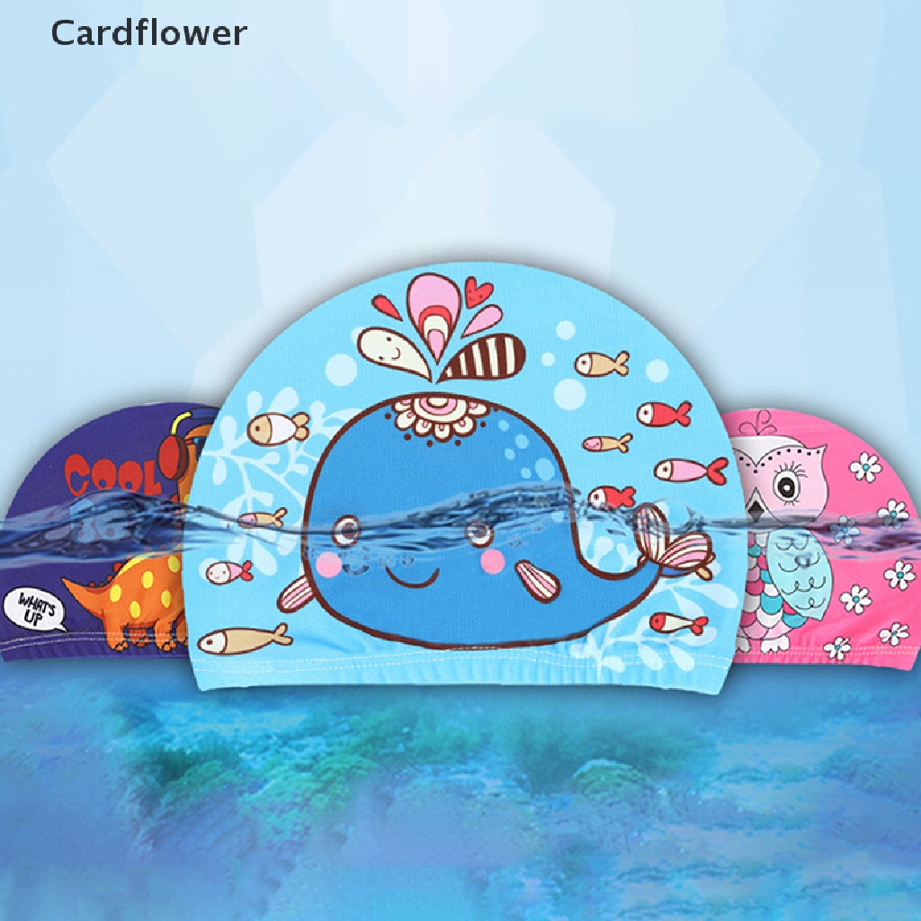 < Cardflower > Mũ Bơi Co Giãn In Hình Hoạt Hình Dễ Thương Bảo Vệ Tai Bảo Vệ Trẻ Em Đang Giảm