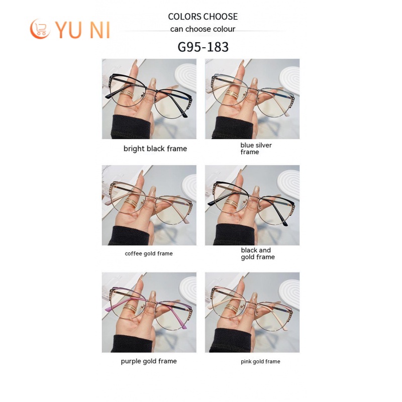 gọng kính kim loại kính chống ánh sáng xanh mắt kính đen mắt kính mắt mèo gọng mắt kính