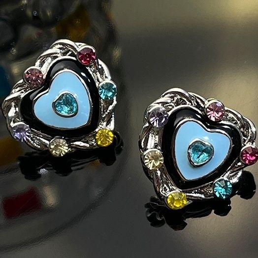 Bông Tai Hình Trái Tim Đính Đá Nhiều Màu Sắc Phong Cách Cổ Điển Thời Trang Cho Nữ