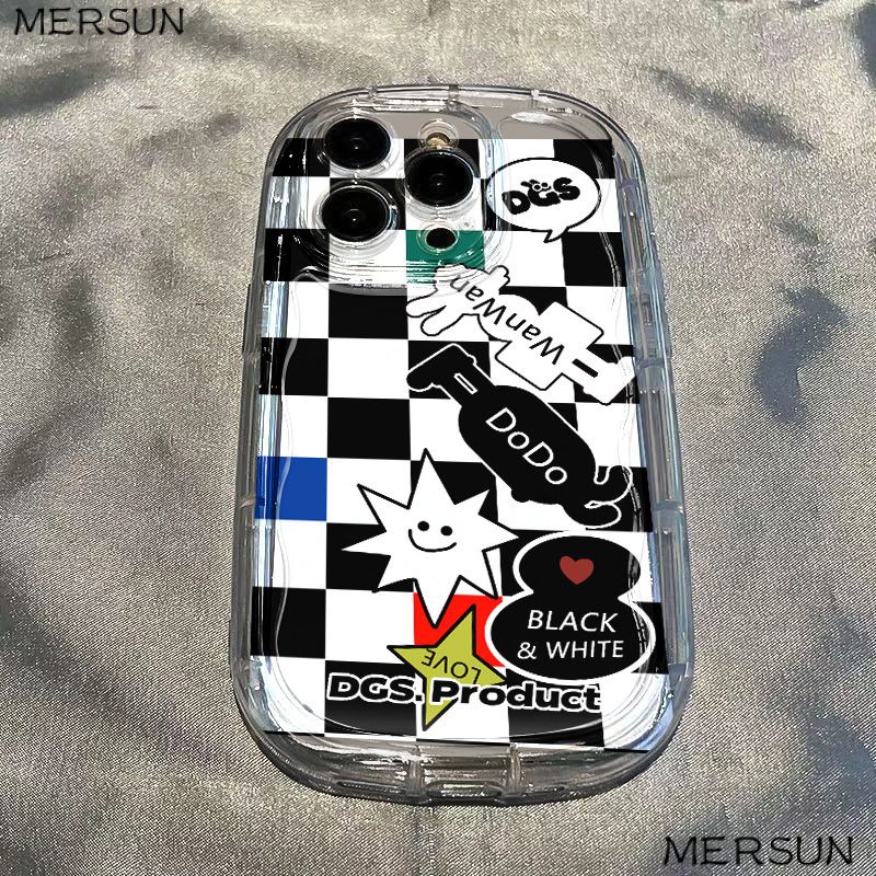 ✅Ốp Điện Thoại Mềm Chống Sốc Họa Tiết Kẻ Ô Trắng Đen Cho Iphone 12 xr xs 7 138PPromax 1411 60KS