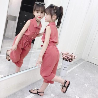 Set đồ 2 món gồm áo không tay và quần dài thời trang cho bé gái