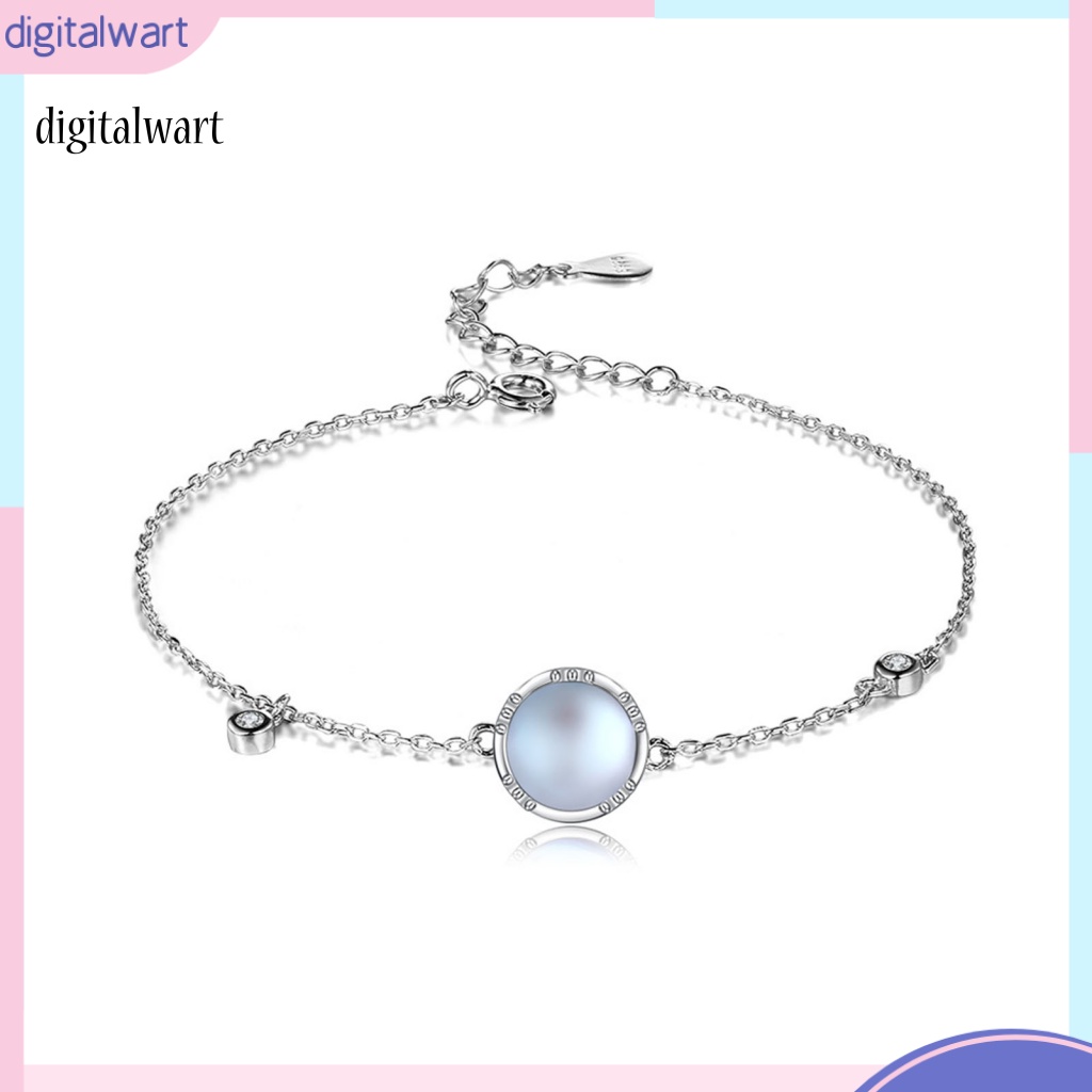 Kỹ Thuật Số| Vòng Tay Bạc Đính Đá Zirconia Màu Xanh Dương Khóa Tôm Hùm Có Thể Điều Chỉnh Thời Trang Cho Nữ