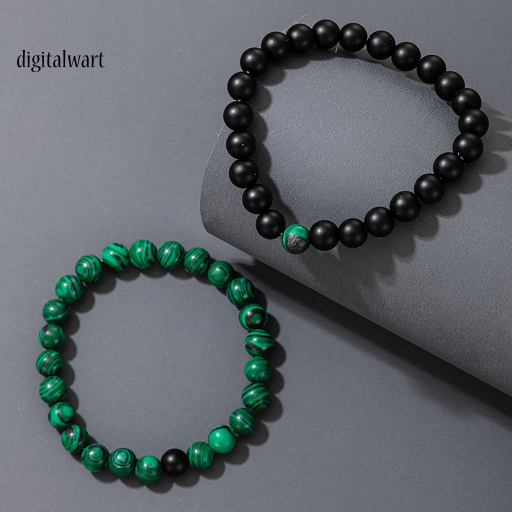 Kỹ Thuật Số| Set 2 Vòng Tay Đá Mắt Hổ Màu Xanh Lá / Đen Thoải Mái Thời Trang Hàng Ngày