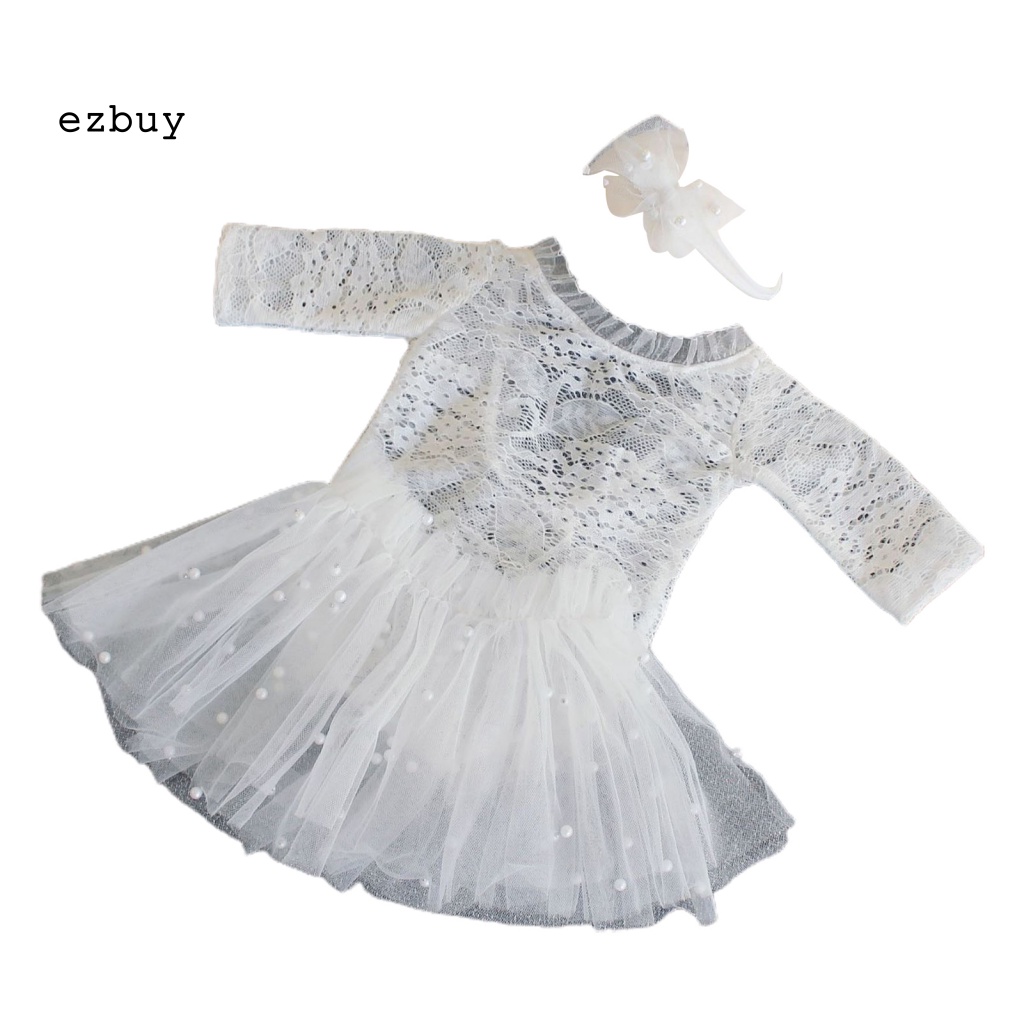 1 Bộ Trang Phục Vải Cotton Phối Ren Thanh Lịch Dùng Chụp Ảnh Cho Bé Sơ Sinh