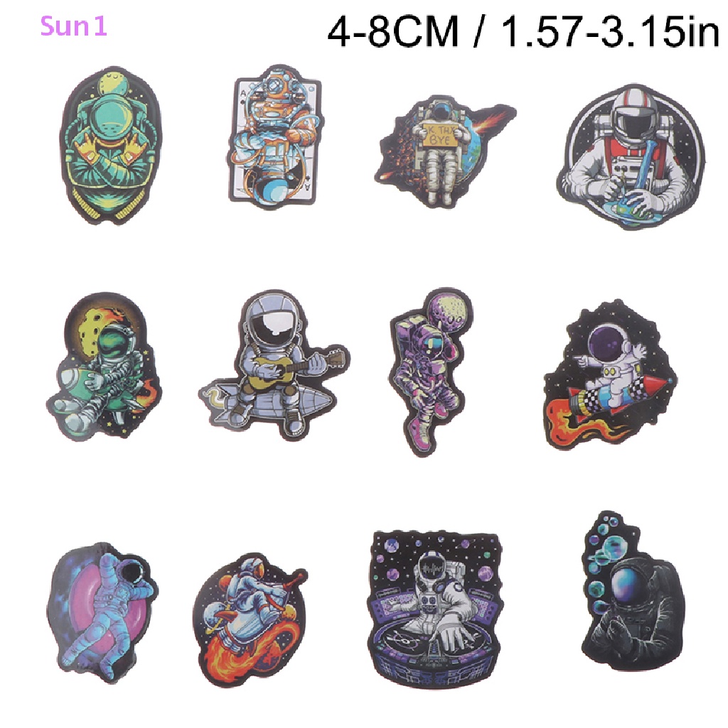 Sun1 > 50 Miếng Dán Hoạt Hình Phi Hành Gia Không Gian Trang Trí Ván Trượt DIY