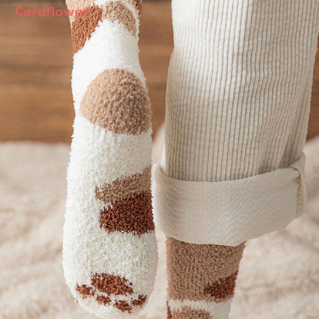 &lt; Cardflower &gt; Vớ Cotton Pha Dày Ấm Áp Thiết Kế Hình Móng Vuốt Mèo Mới Lạ Cho Nữ