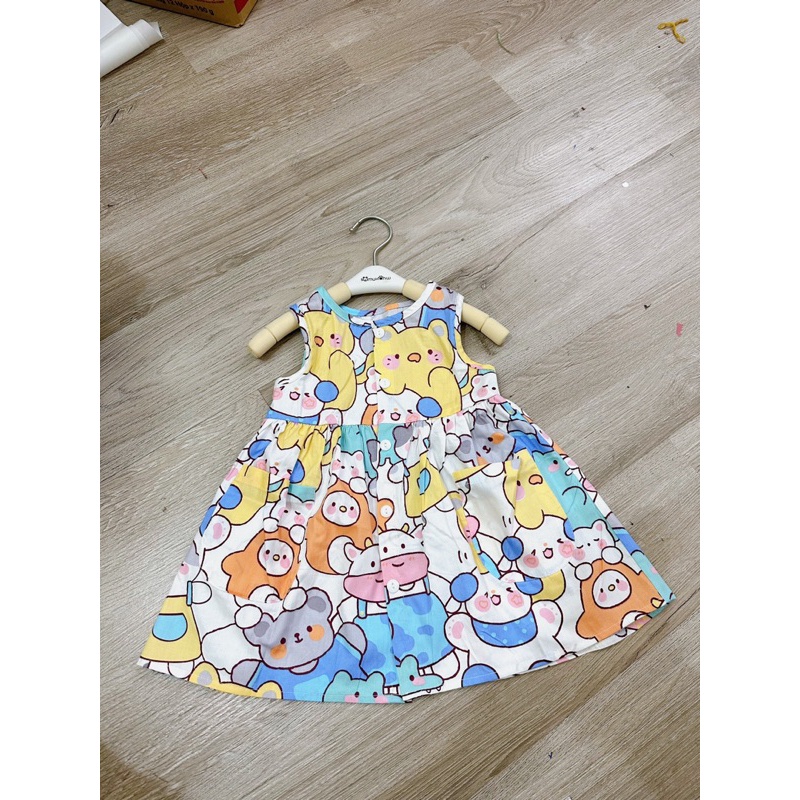 Váy sát nách vải lanh cực yêu cho bé gái mùa hè siêu cute