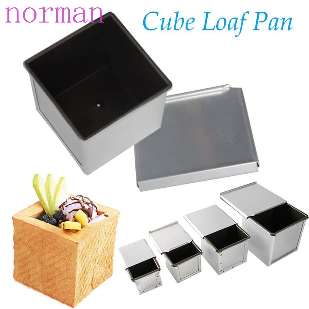 Khuôn làm bánh mì hình vuông nhỏ gọn có nắp bằng nhôm chống dính tiện lợi
