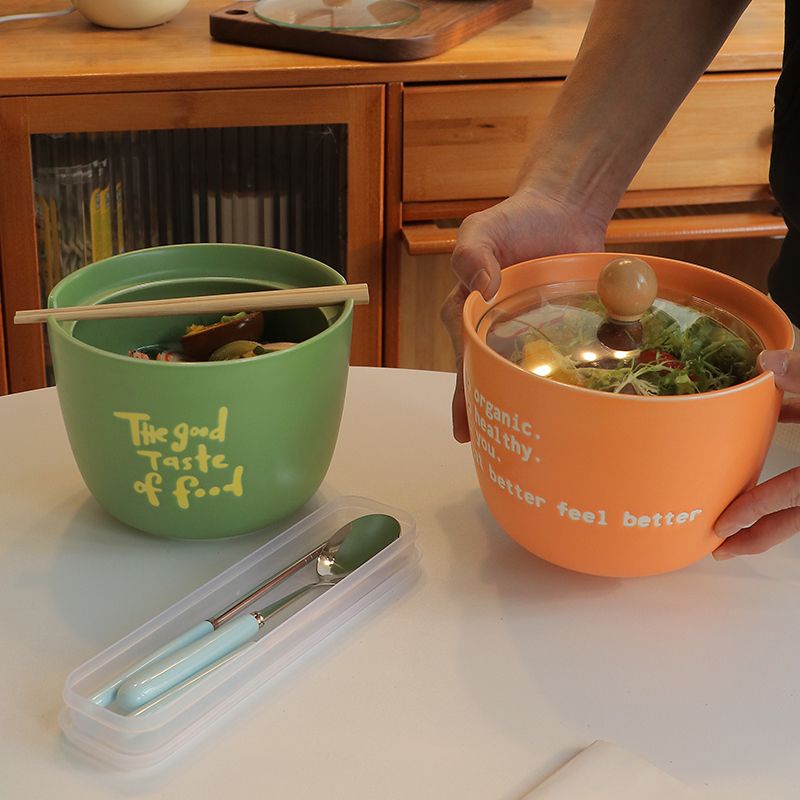 Bát Gốm Ăn Mì Có Nắp Phong Cách Nhật Bản