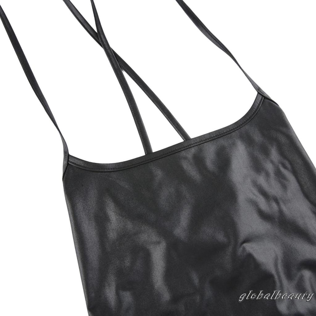 Đầm Hai Dây Hở Lưng Màu Trơn Bằng Da Gợi Cảm Cho Nữ