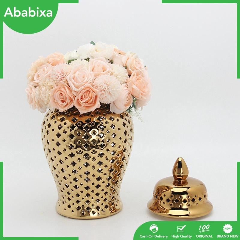 [Ababixa] Lọ Gốm Chạm Khắc Lưới Đựng Gừng Hoa Phong Cách Phương Đông Để Bàn Trang Trí Tiệc Đa Năng