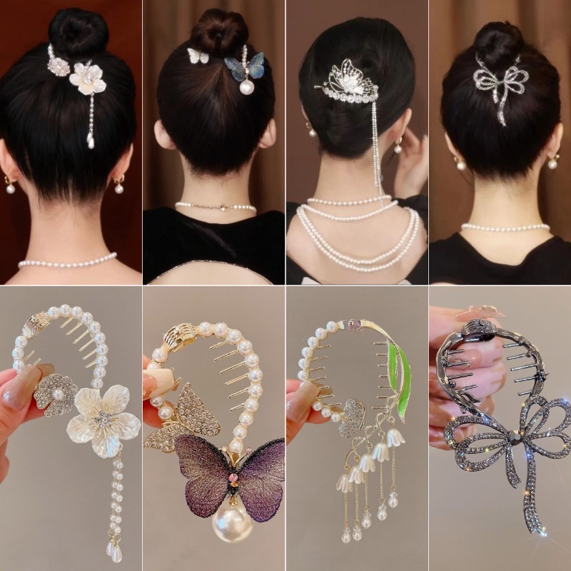 Kẹp Tóc Bướm Đính Ngọc Trai Sang Trọng Cho Nữ