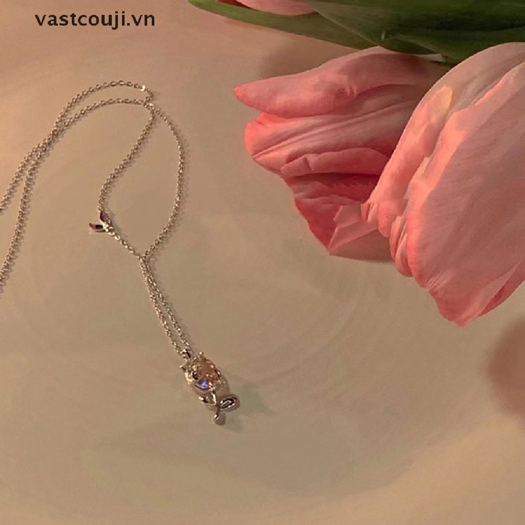 Vòng cổ Mặt Trái Tim Đính Đá Zircon Lấp Lánh Thời Trang Cho Nữ