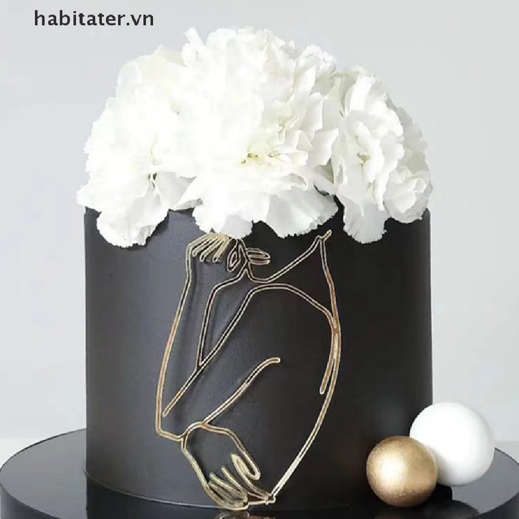 Que Cắm Trang Trí Bánh Kem Bằng Acrylic Họa Tiết Đường Kẻ Trừu Tượng Đơn Giản Dành Cho Tiệc