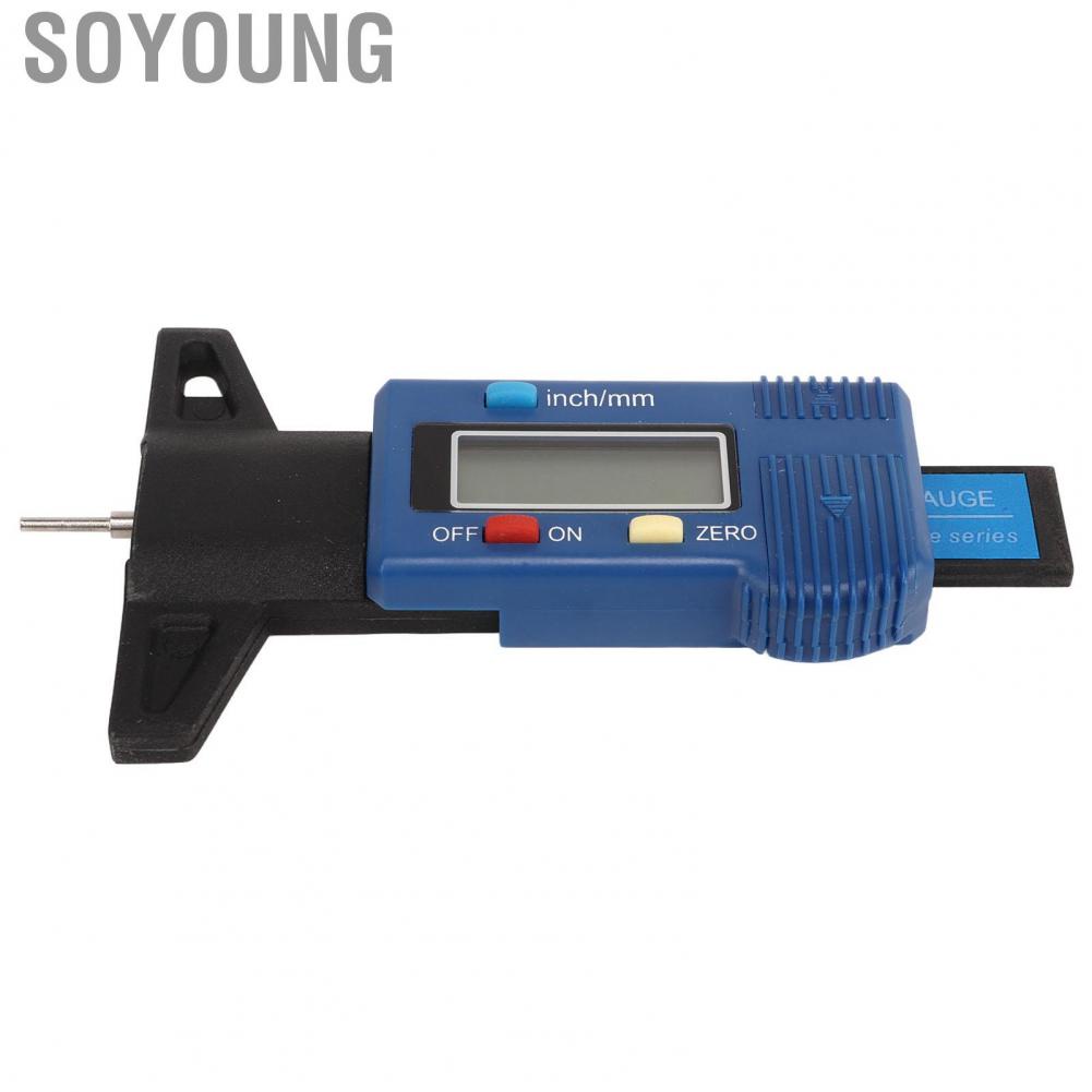 Soyoung Car Tyre Tread Depth Gauge  0-25.4mm Portable Solid Structure 1.55V Universal Fitment Digital Tire Tool for Truck