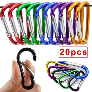 Set 20 Móc Khóa Carabiner Hình Chữ D Nhiều Màu Sắc Sử Dụng Hàng Ngày / Cắm Trại Ngoài Trời