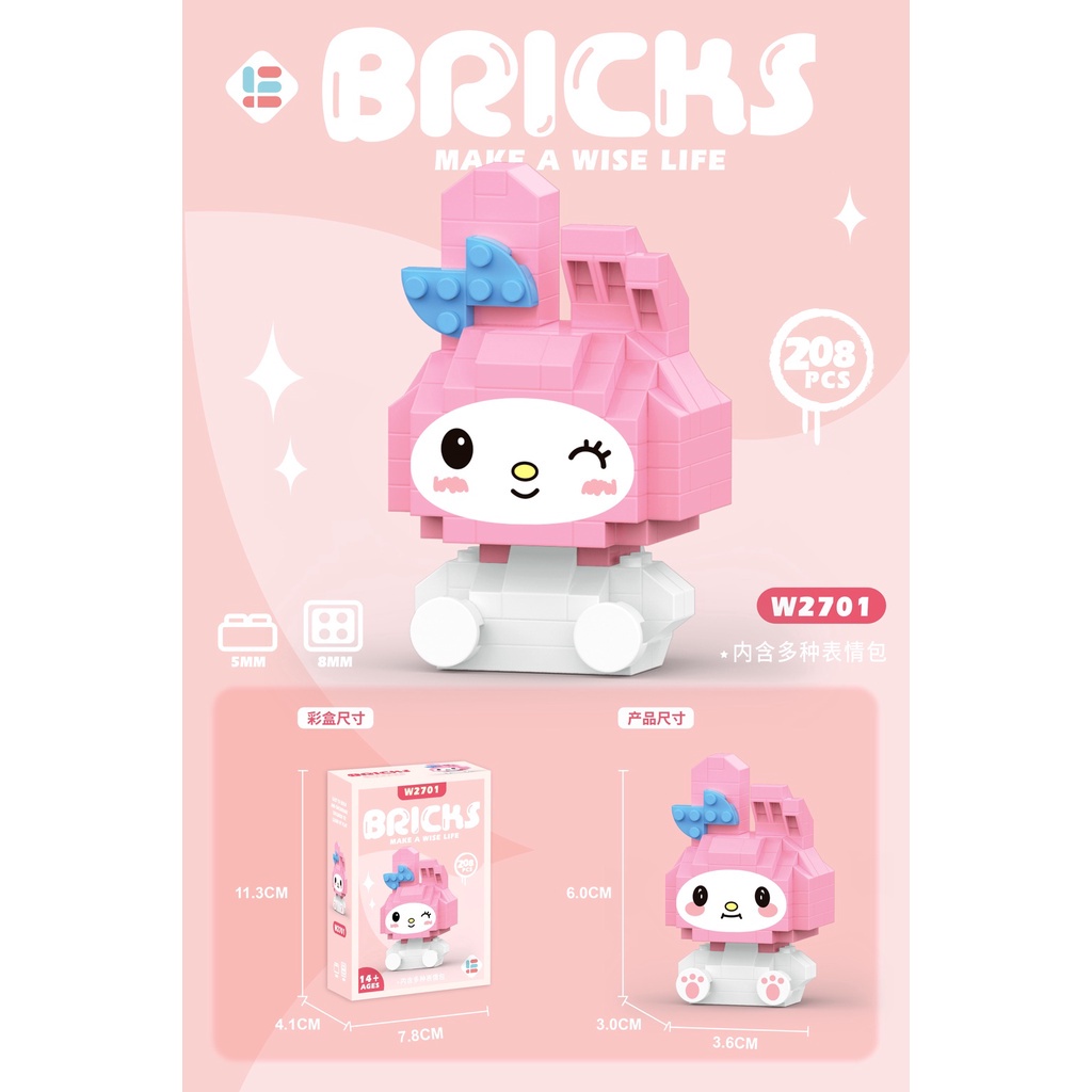 Đồ Chơi Lắp Ráp Mô Hình Chú Chó Cinnamon Hoạt Hình Cỡ Nhỏ Dễ Thương