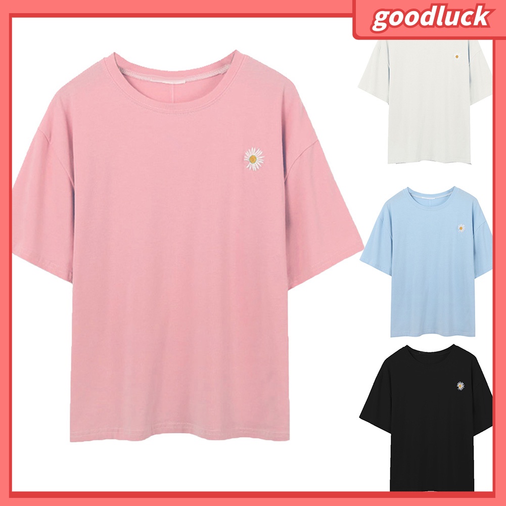 Áo Thun Tay Ngắn Cổ Tròn Dáng Rộng In Họa Tiết Marguerite Thời Trang Cho Nữ