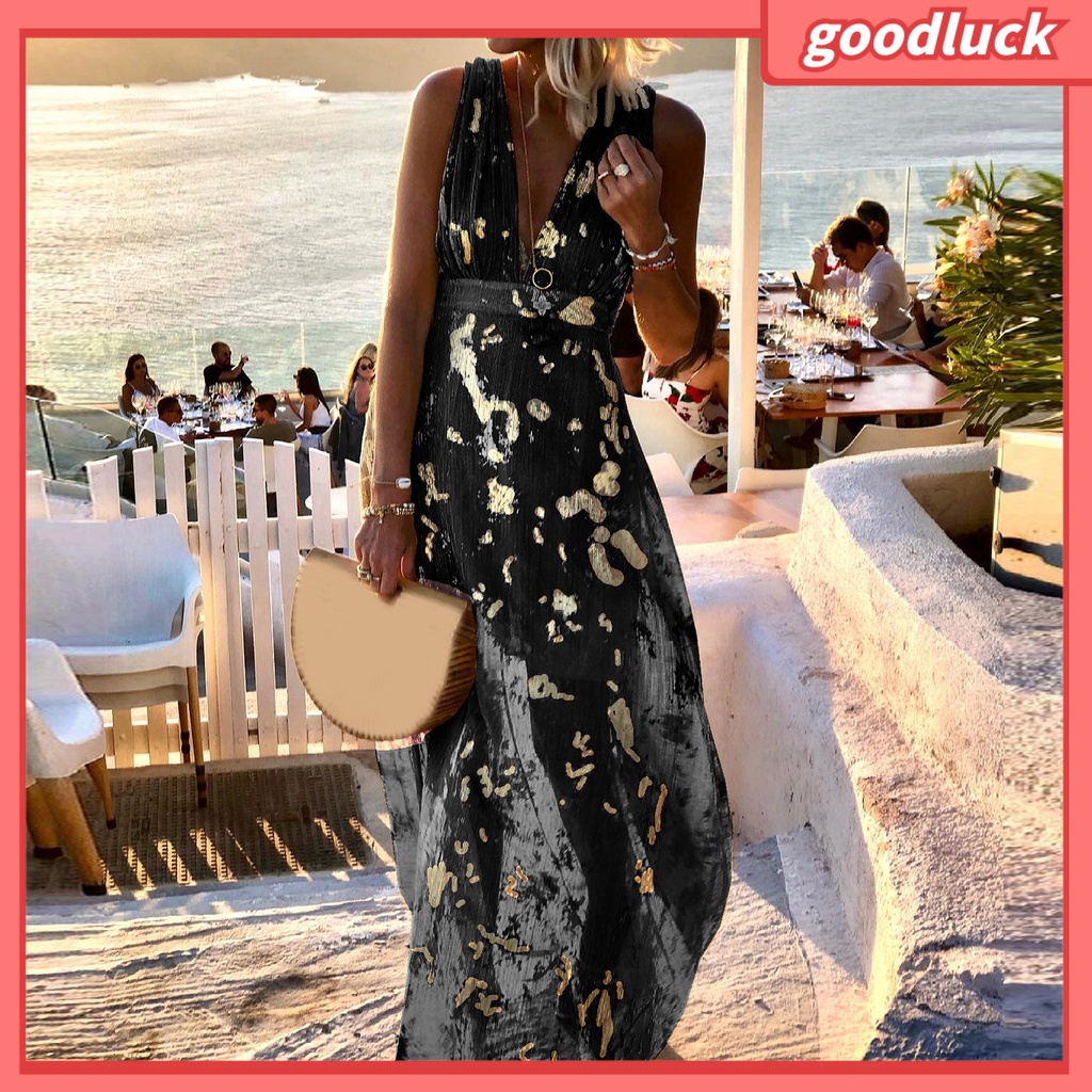 [GUC] Đầm Dài Dáng Ôm Không Tay Cổ Chữ V Khoét Sâu Màu Đồng Thanh Lịch Quyến Rũ Cho Nữ