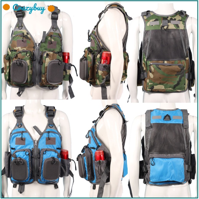 Cr Áo Khoác Câu Cá Không Tay Bằng Vải Oxford Nhiều Túi Thoáng Khí Dành Cho Nam