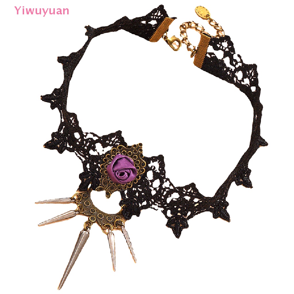 (MớI) Vòng Cổ Choker Ren Hoa ĐíNh Đinh TáN Phong CáCh Gothic