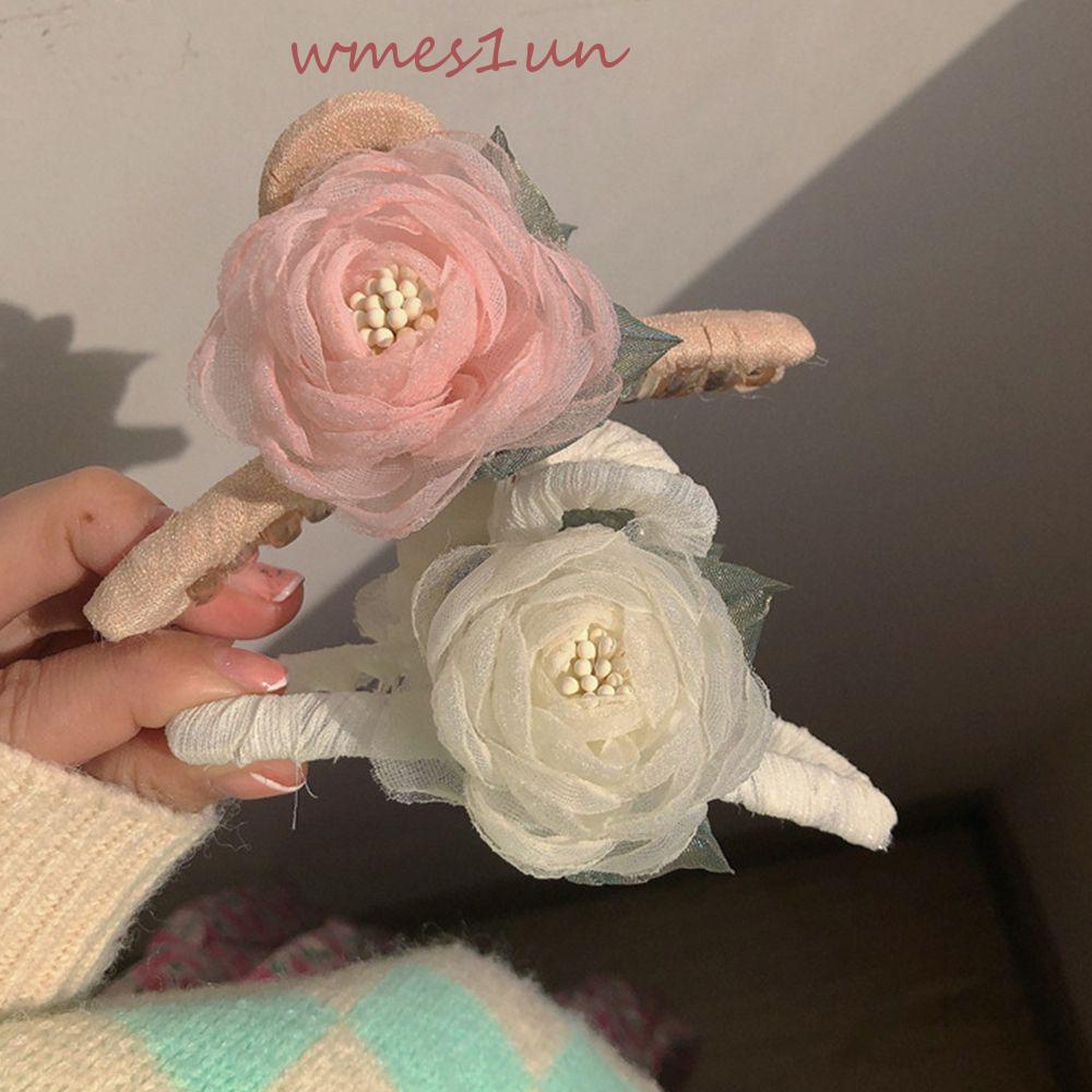 Kẹp Tóc Càng Cua Đính Hoa Trà Phong Cách Retro Cá Tính WMES15H