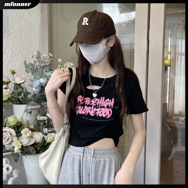 Áo Thun Croptop Tay Ngắn Cổ Tròn Dáng Ôm Thời Trang Mùa Hè Xinh Xắn Cho Nữ