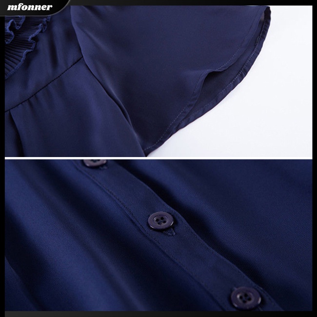 Áo Sơ Mi Chiffon Tay Ngắn Dáng Rộng Màu Sắc Đơn Giản Thanh Lịch Dành Cho Nữ Có Size Lớn