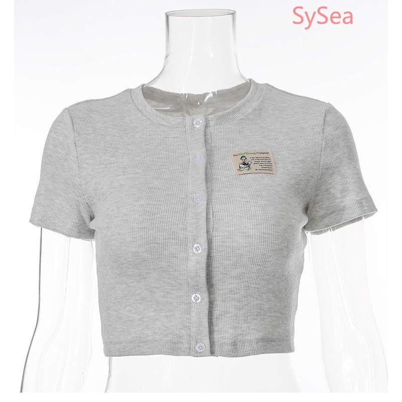 Áo Croptop Màu Xám Thiết Kế Quyến Rũ Thời Trang Mùa Hè Cho Nữ