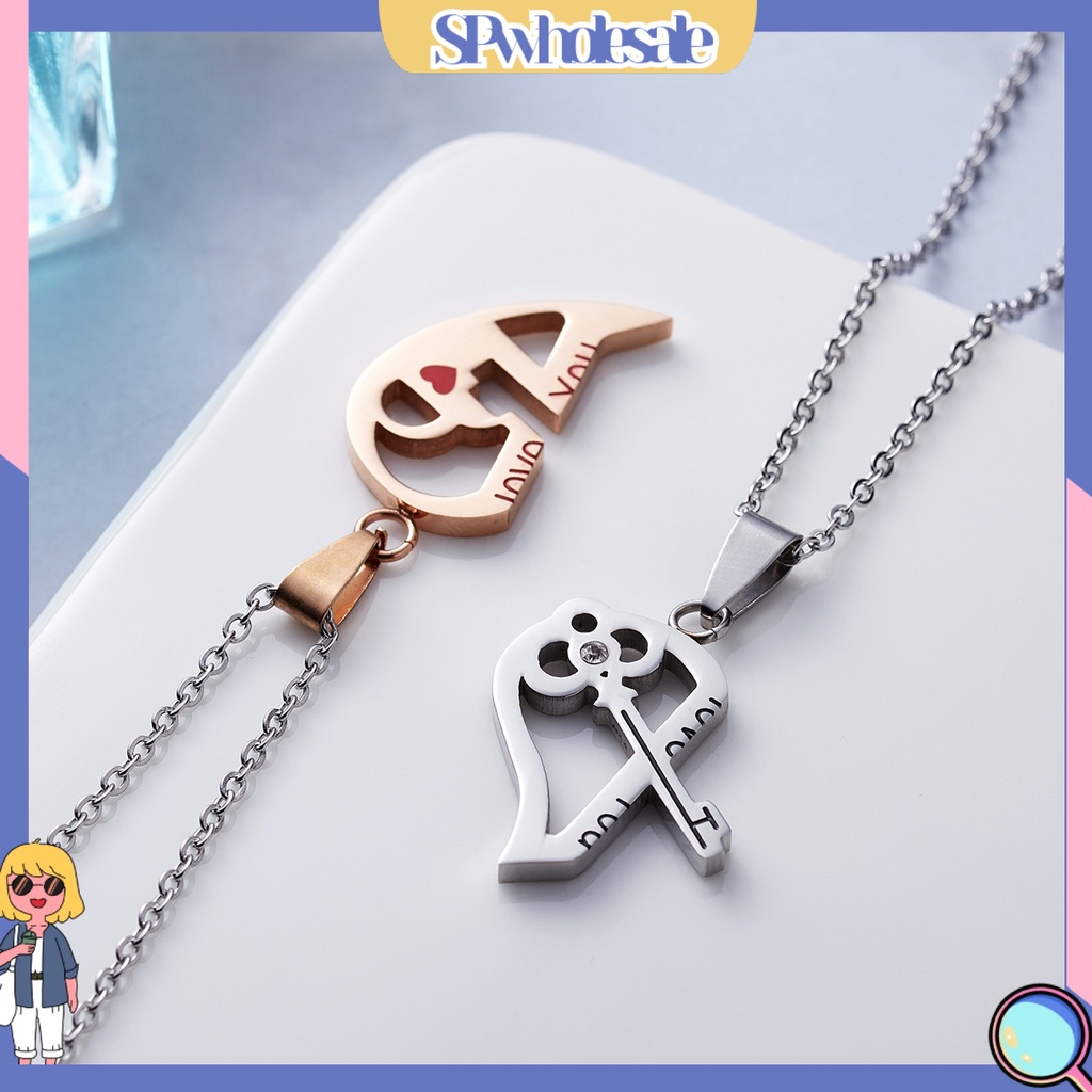 &lt;SPwholesale&gt; 1 Cặp Vòng cổ Mặt Hình Trái Tim Sáng Tạo Cho Cặp Đôi