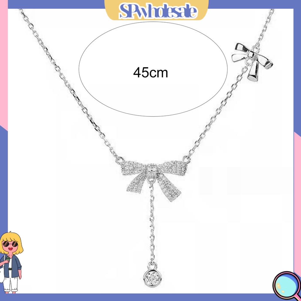 &lt;SPwholesale&gt; Vòng cổ Mặt Nơ Tua Rua Đính Đá Zircon Phong Cách Hàn Quốc