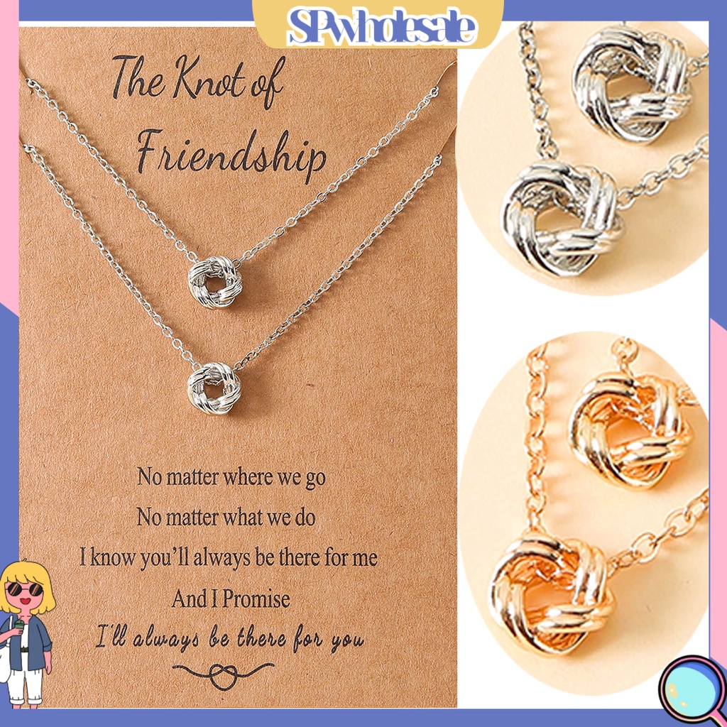 <SPwholesale> Set 2 / 3 Dây Chuyền Mặt Hình Học Thắt Nút Bằng Đồng Sáng Có Thể Điều Chỉnh Cho Nữ