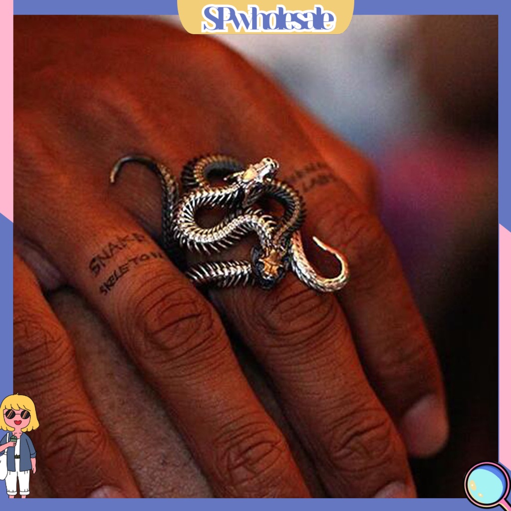 <SPwholesale> Set 2 Nhẫn Đồng Hình Rắn Nhiều Màu Sắc Thời Trang Cho Nam
