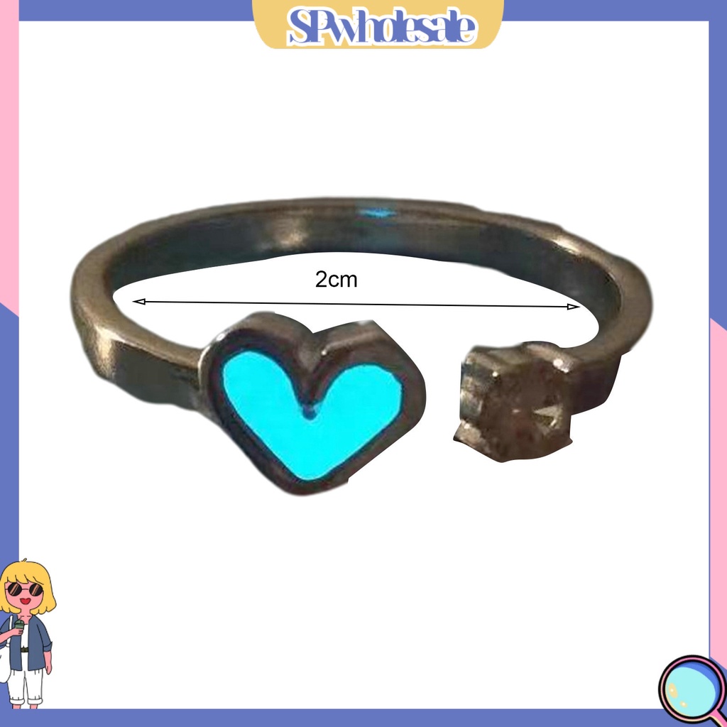 <SPwholesale> Nhẫn Hình Trái Tim Phát Sáng Có Thể Điều Chỉnh Kích Cỡ Dành Cho Cặp Đôi
