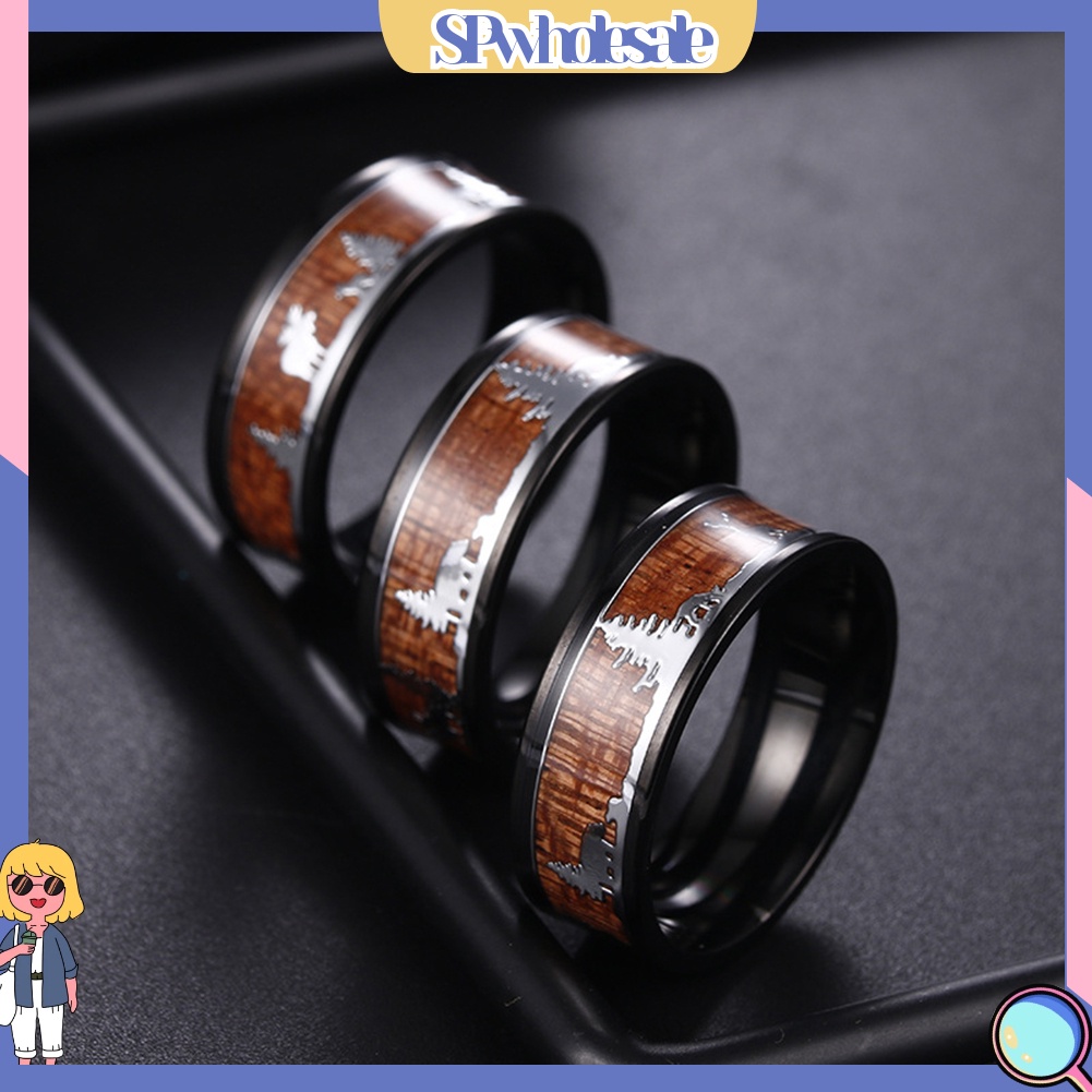 &lt;SPwholesale&gt; Nhẫn Thép Titan Khắc Hình Hươu Thời Trang Cho Nam Nữ