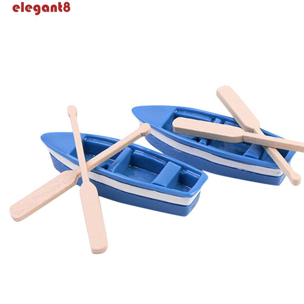 1 Thuyền Và 2 Tay Chèo Mini Bằng Gỗ Màu Xanh Dương Hàng Mới Về Trang Trí Tiểu Cảnh