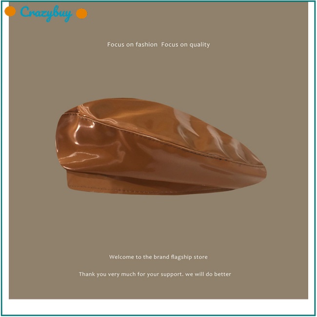 Cr Mũ Beret Da Pu Chống Nắng Thoáng Khí Phong Cách Retro Thời Trang Cho Nữ