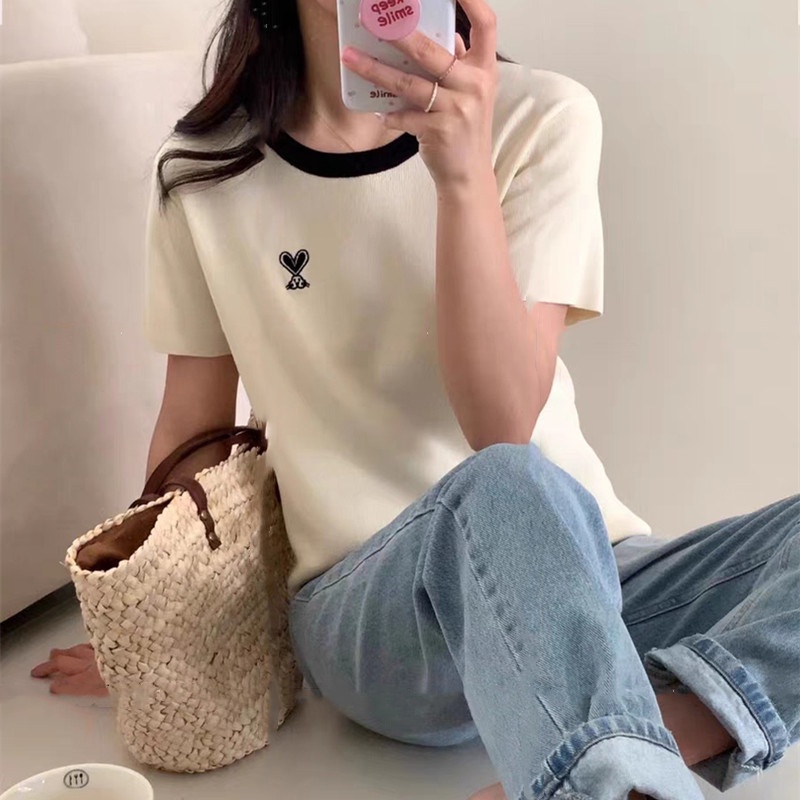 Áo len nữ cổ tròn viền màu trẻ trung MS1140