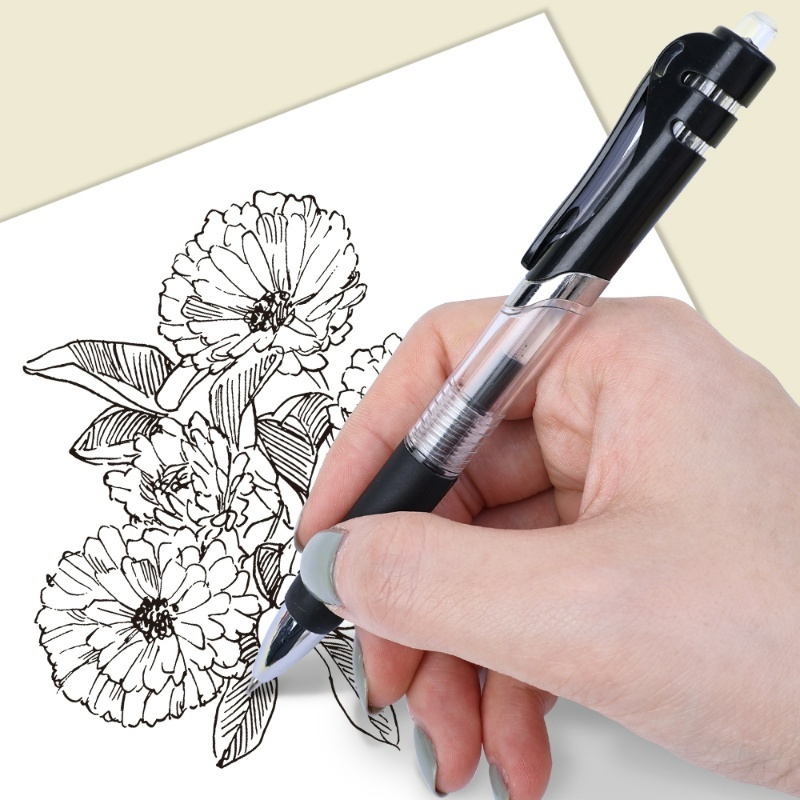 Bút Bi Mực Đen / Đỏ / Xanh Nhanh Khô Dạng Nhấn 0.5mm