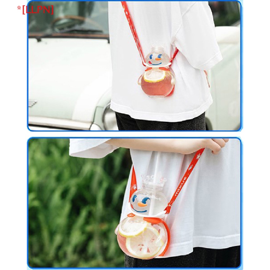Cốc Trà Sữa Chào Mừng Mùa Hè Di Động Hình Người Tuyết Hoạt Hình Có Ống Hút Đeo Chéo Sáng Tạo