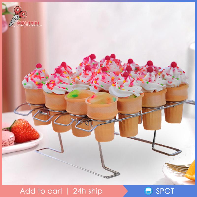 1 Giá Đỡ Trưng Bày Bánh Cupcake / Kem Hình Nón 16 Ngăn Có Thể Tái Sử Dụng Cho Đi Dã Ngoại