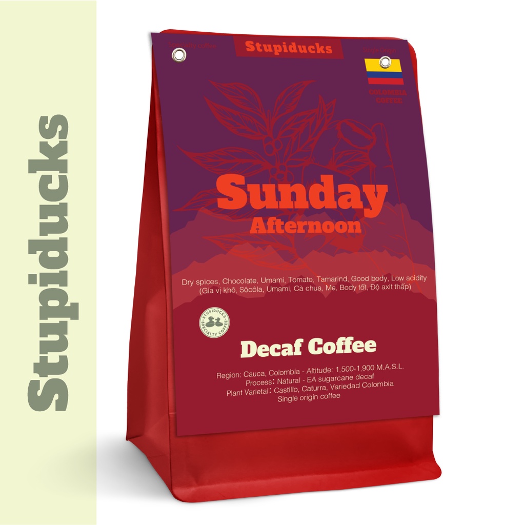 Cà Phê Đặc Sản Colombia Sunday Afternoon Decaf Coffee - Stupiducks Specialty Coffee