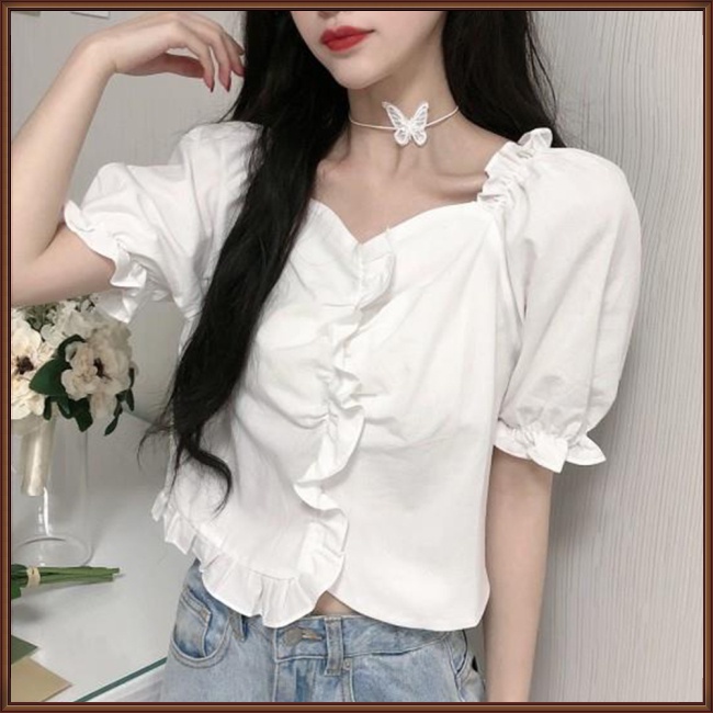 Áo Thun Tay Ngắn Cổ Vuông Màu Sắc Thanh Lịch Dành Cho Nữ