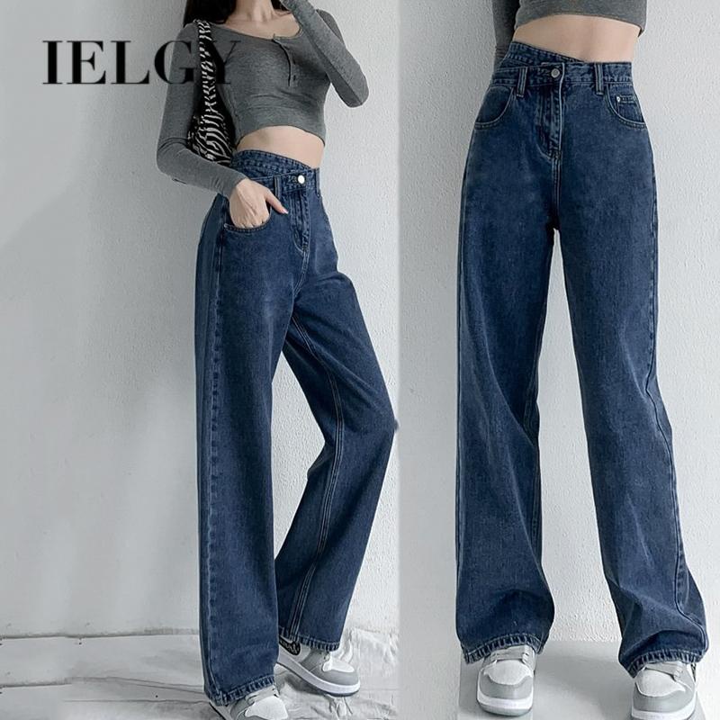 IELGY    Quần jeans Nữ Lưng Cao Ống Loe Thời Trang