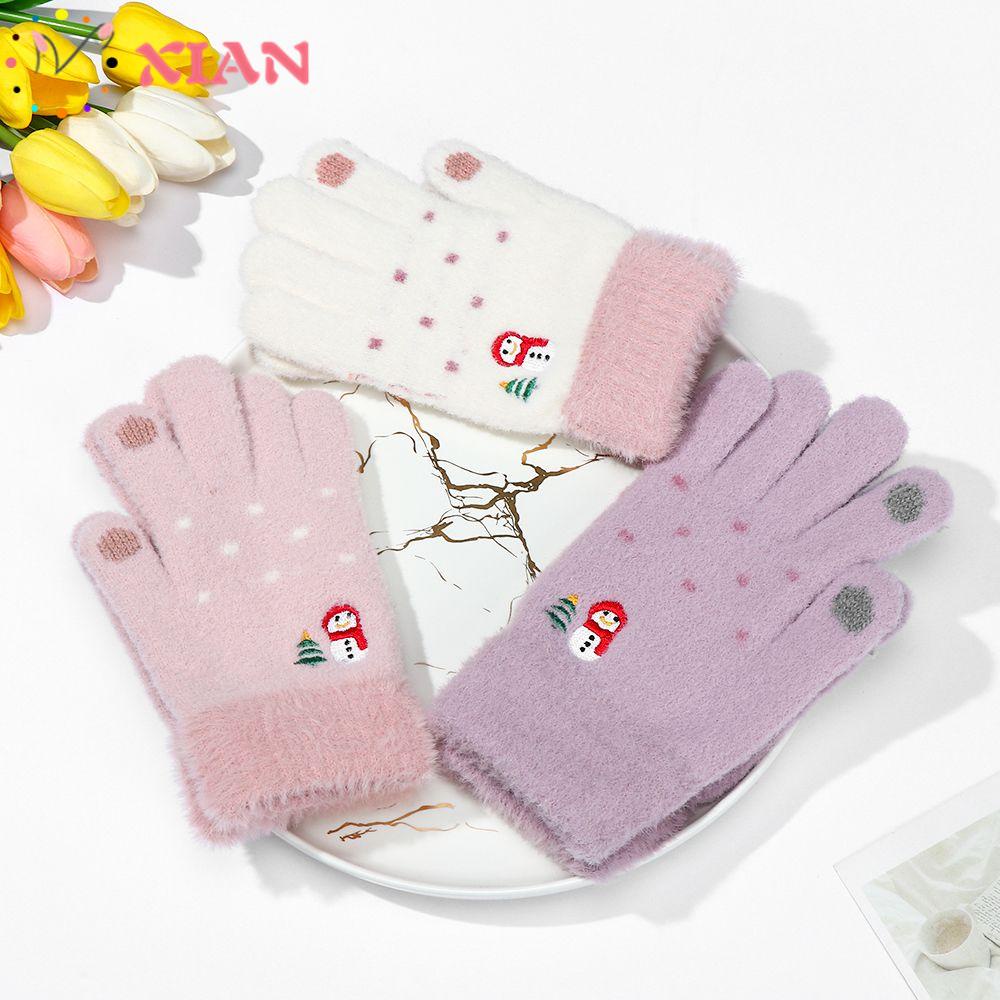 Găng Tay Dệt Kim Lót Nhung Mềm Mại Co Giãn Giữ Ấm Cánh Tay
