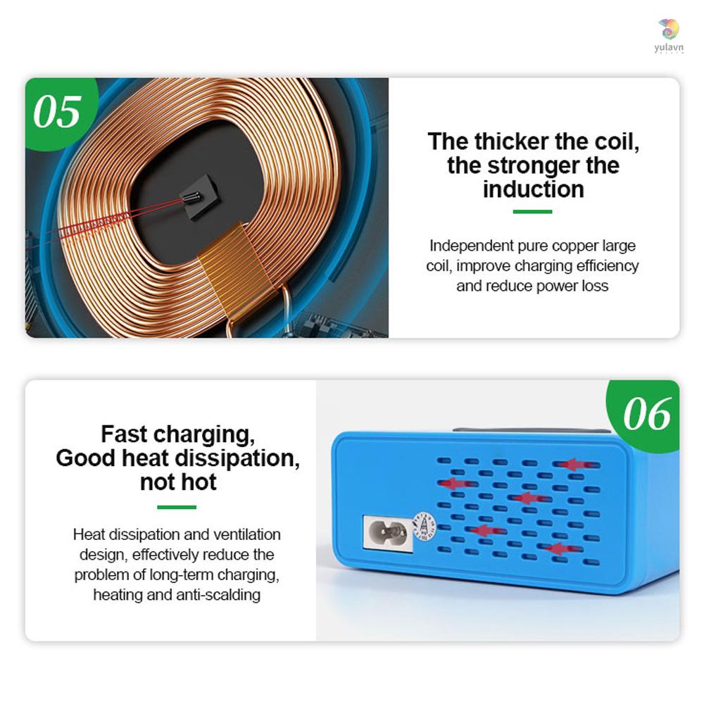 Sạc Nhanh Không Dây USB PD Màn Hình LCD Mạnh Mẽ Nhiều Cổng Sạc Nhanh Thông Minh Cho Điện Thoại Di Động