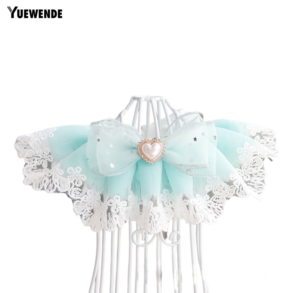 Yue.z Yếm Ăn Hình Nơ Phối Ren Bắt Mắt Cho Thú Cưng