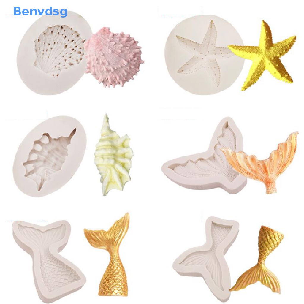 Khuôn Silicone Tạo Hình Làm Bánh Kẹo Hình Vỏ Sò / Sao Biển 3D