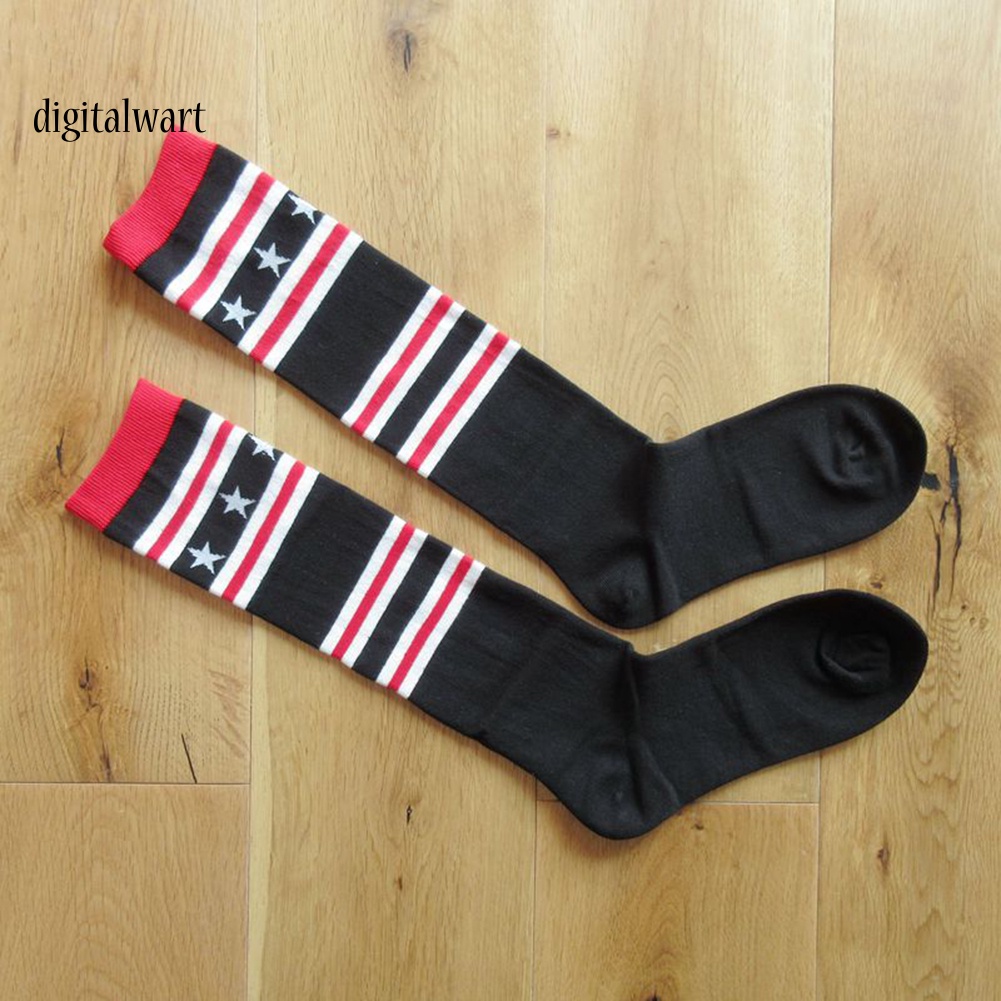 Kỹ Thuật Số| Vớ Thể Thao Cổ Cao Thoáng Khí Họa Tiết Kẻ Sọc Thời Trang Đường Phố Cho Nữ